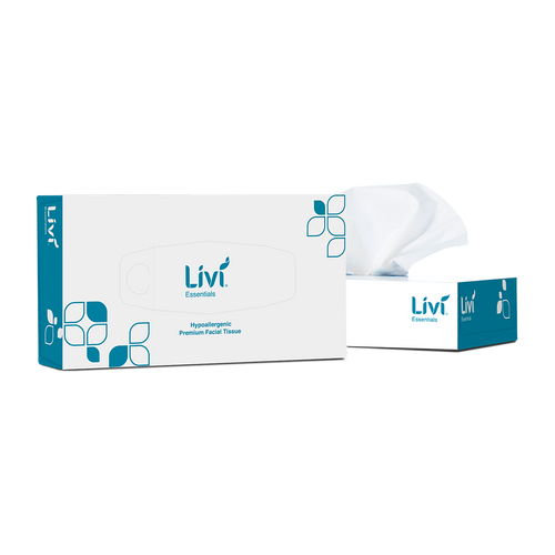 Livi Essentials Hypoallergenic Facial Tissues, 2 Ply 100 Sheets