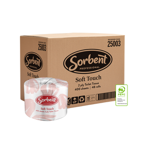 Sorbent Professional Soft Touch Toilet Tissue, 2 Ply 400 Sheets