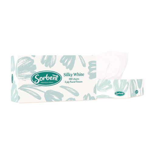 Sorbent Professional Silky White Facial Tissue, 2 Ply 100 Sheets