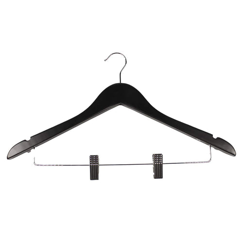 Premium Wooden Hanger with Clips, Black Colour